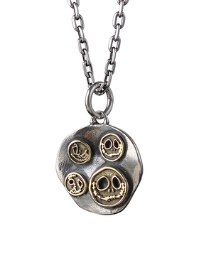 纯银骷髅笑脸男生项链暗黑小众