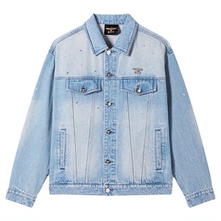 BOYLONDON美式潮牌浅蓝牛仔衬衫男女春秋新款翻领休闲外套N50900