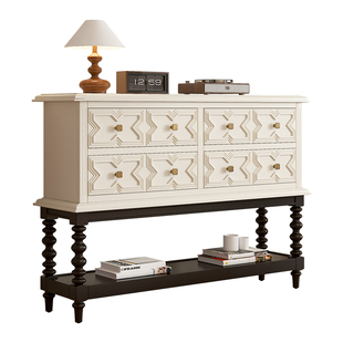 法式复古斗柜实木玄关柜客厅靠墙储物柜家用收纳装饰柜卧室抽屉柜