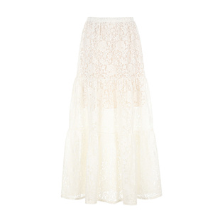 wana try复古蕾丝通勤感中长裙25秋冬新品白色时髦百搭半身裙女