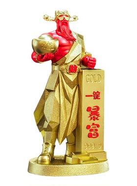 新中式树脂肌肉财神招财摆件