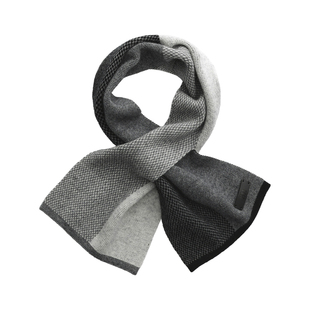 ELLE HOMME羊毛针织围巾男士秋冬季户外保暖短款商务简约穿孔围脖