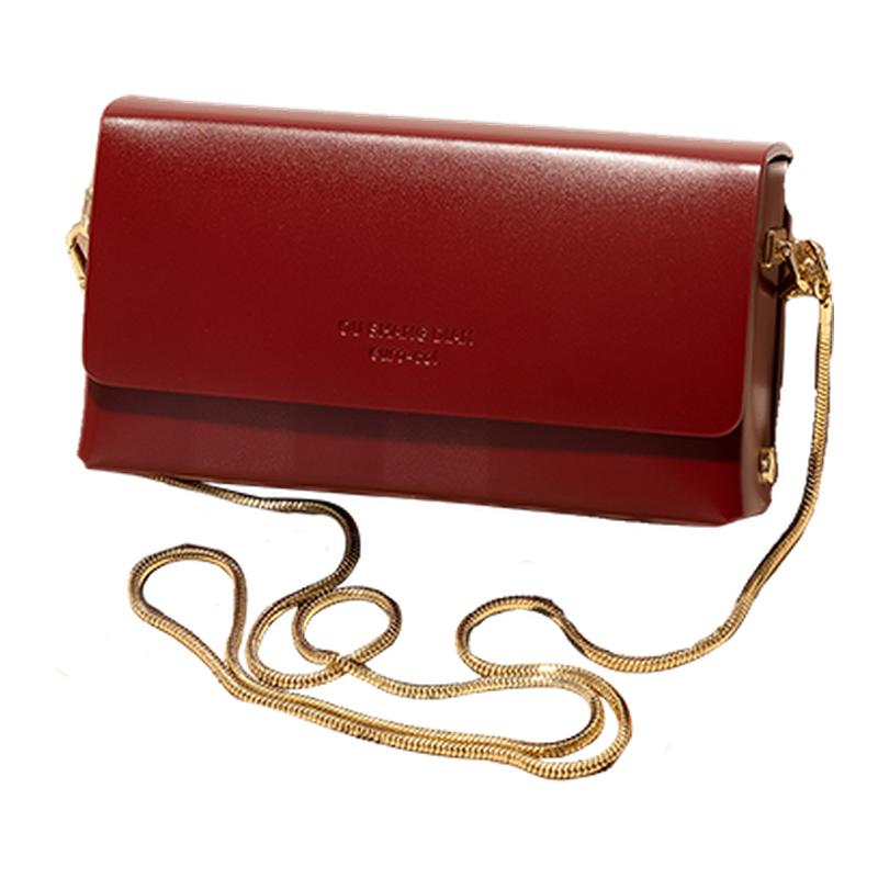 GXFMOD小包包女复古风牛皮红色小方包2025早秋百搭单肩斜挎链条包