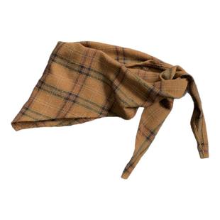 美式咖色三角巾围巾男女领巾系带围脖潮男出游格子围巾帽时尚配饰