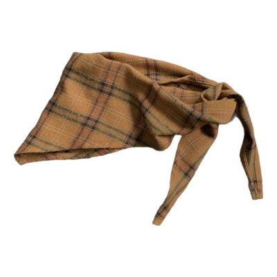 美式咖色三角巾围巾男女领巾系带围脖潮男出游格子围巾帽时尚配饰