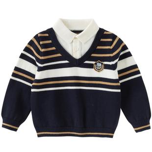 戴维贝拉男童针织衫儿童纯棉毛衣2025新款上衣男秋装A类衣服童装