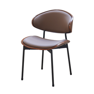 北欧轻奢实木餐椅家用中古风复古伊姆斯靠背椅子咖啡厅休闲洽谈椅