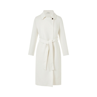 【吉娜同款】朗姿/LIME莱茵山羊绒羊毛双面呢翻领配腰带长大衣