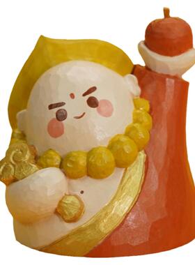 事事如意摆件桌面办公室有意义治愈系好运生日礼物木雕如意小佛祖