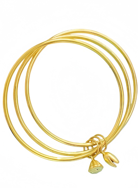 金包银三生三世手镯莲蓬吊坠