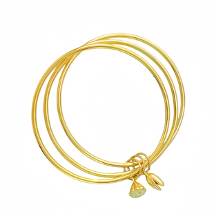 金店同款金包银三生三世手镯两世欢莲蓬吊坠磨砂素圈不掉色送女友