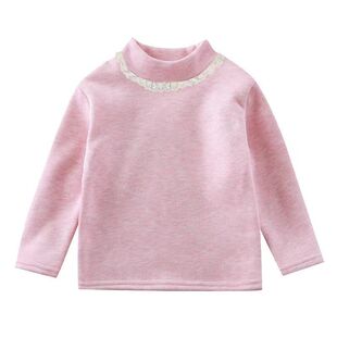 3-12岁女童秋冬装加绒加厚长袖T恤卡通拉布布男童保暖打底上衣