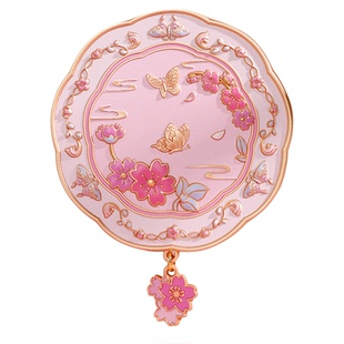 故宫人面桃花镜手持化妆镜 洛阳博物馆文创国风小镜子古风朱颜镜