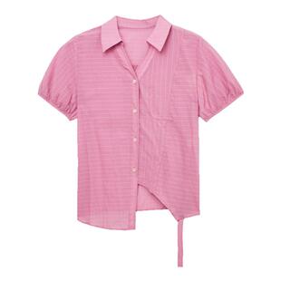 古木夕羊纯色条纹衬衫女夏季时尚宽松长袖衬衣GS33008027