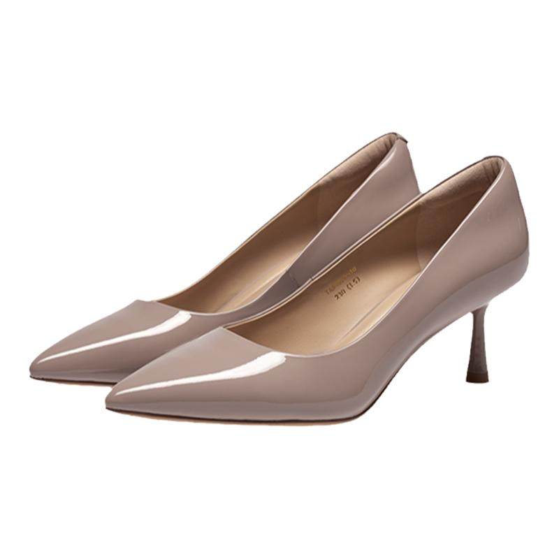 玫瑰穿搭蹀愫懂你6厘米尖头不累脚单鞋高跟鞋TA54509-10