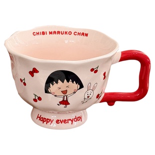 樱桃小丸子陶瓷马克杯高颜值情侣水杯子宿舍家用早餐杯女生日礼物