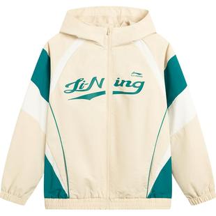 李宁儿童连帽宽松风衣男孩新款春秋款男童装女中大童防风外套春装