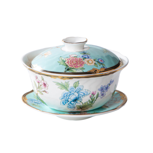 大容量盖碗三件套骨瓷八宝茶三才盖碗大号单个泡茶碗高级感精致