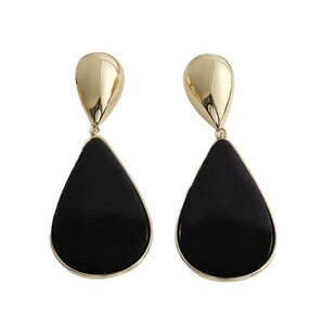 欧美杨树林朴彩英同款复古天鹅绒水滴大耳环夸张无耳洞耳夹耳饰女