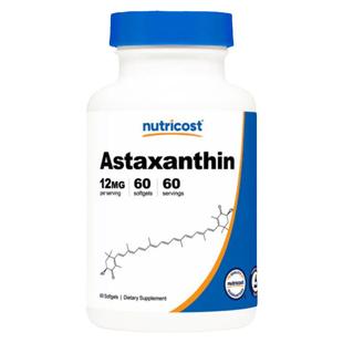 美国虾青素12mg天然雨生红球藻提取Nutricost Astaxanthin 60粒