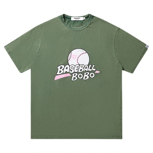 BOBO棒球系列棒球印花T恤 2025夏季新款内搭打底衫修身显瘦情侣女