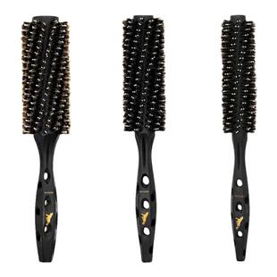 加长日本黑豹毛滚梳发型师专用卷发梳耐高温鬃毛梳子吹造型圆滚梳