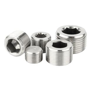 304不锈钢堵头英制美制内六角外丝NPT水管堵油塞RC螺塞闷头6分1寸