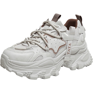 TATA/他她老爹鞋女款2025新款冬时尚百搭加绒厚底休闲鞋CKD01CM4