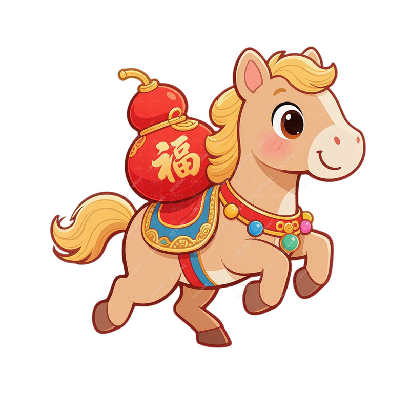 可爱马宝宝贴纸马年招财进宝玄关客厅木门冰箱装饰贴纸小马送福贴