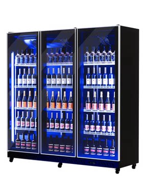 雪花网红啤酒柜饮料酒水展示柜商用冷藏立式冰箱冷柜三门酒吧冰箱