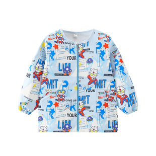 男童罩衣儿童防水防脏秋冬季加绒加厚宝宝羽绒服护衣外穿洋气外套