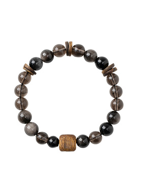 【沉静专注】黑银曜石茶晶沉香手串范李李安定心神舒缓压力手链