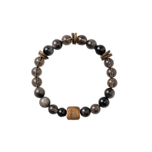 【沉静专注】黑银曜石茶晶沉香手串范李李安定心神舒缓压力手链