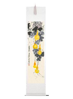 齐白石《五福迎门》客厅书房茶室装饰画挂画玄关水墨高清卷轴字画