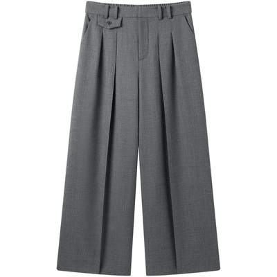 太平鸟女装秋季双压褶西裤休闲裤A1GBE3451