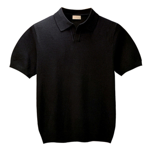 意式商务休闲修身男士polo衫短袖 夏季新款透气针织白色翻领t恤男