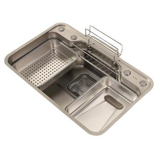诺米厨房大单槽淘菜盆日式水槽304不锈钢洗碗菜池压纹家用台下盆