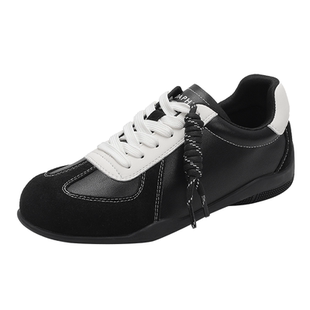 达芙妮德训鞋女款黑色鞋子女2025新款爆款平底小皮鞋运动休闲女鞋