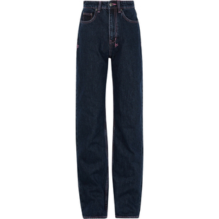 【折扣】Ksubi女刺绣明线细节高腰直筒牛仔裤