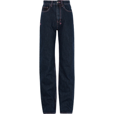 【折扣】Ksubi女刺绣明线细节高腰直筒牛仔裤