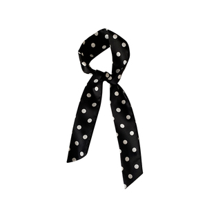 复古红色波点丝巾2024新款秋冬领巾法式百搭发带气质围巾飘带发饰