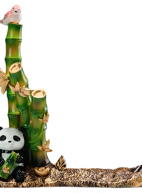 卡通熊猫竹子节节高升红酒架酒柜装饰品摆件客厅电视柜家居装饰品