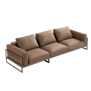 MIZEO 米卓/意式极简头层牛皮羽绒沙发 大户型直排客厅钢架沙发