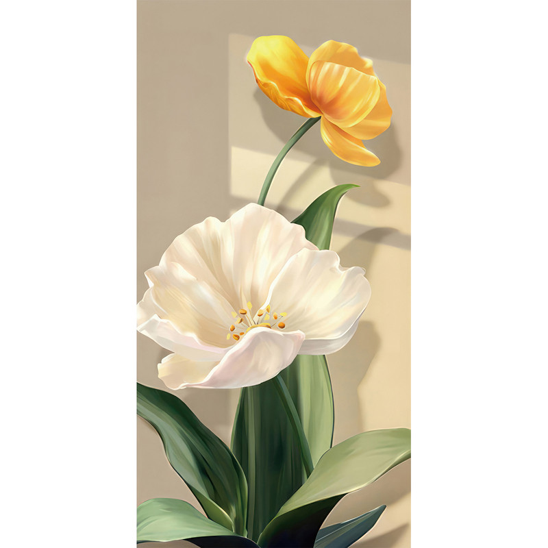 立体浮雕花卉自粘玄关画