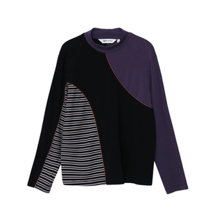 MOVEUP幻走2025秋季新款.FUN系列半高领撞色拼接设计短款T恤女