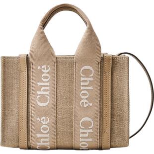 【季末首降】Chloe蔻依 WOODY迷你单肩斜挎亚麻托特包