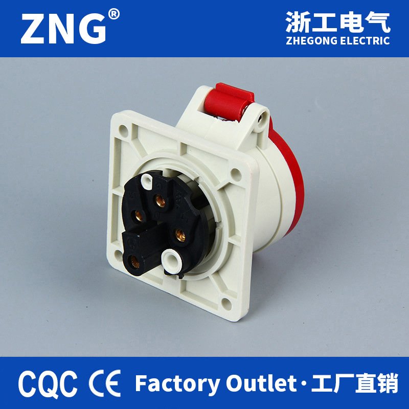 浙工324暗装直32A4P插座32A配电箱航空插座式380V工业四孔临电箱