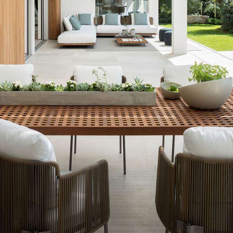 户外藤编桌椅组合高端庭院阳台沙发花园家具藤椅商用柚木长桌餐椅