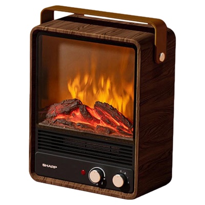 夏普仿真炭火焰暖风机家用节能壁炉室内速热取暖器冷暖两用电暖气