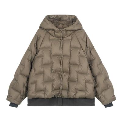 马拉丁童装儿童羽绒服冬新款男女大童几何轻羽拼接摇粒绒外套